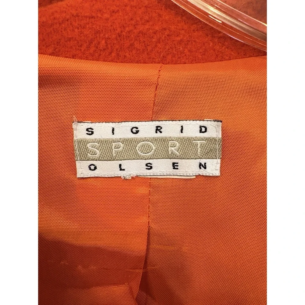 VTG Sigrid Olsen Sport Wool Blend Peacoat Jacket Orange Women's Oversize L XL
